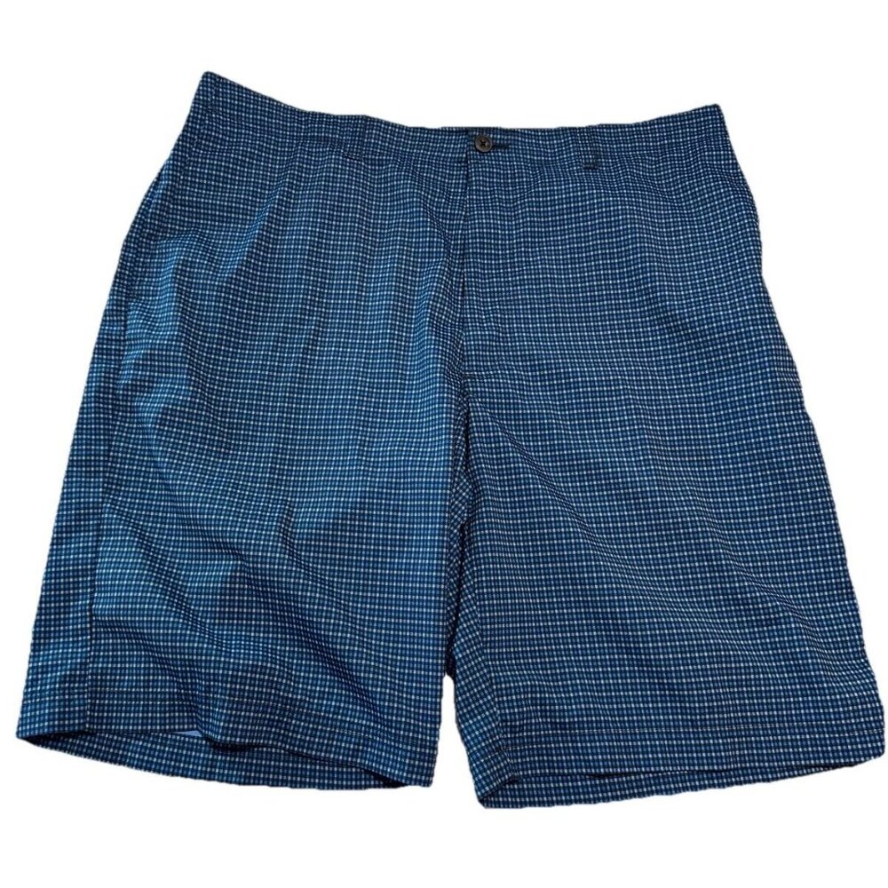 BEN HOGAN Golf Shorts Mens 36 Blue Plaid Stretch 10” Pickleball Athletic